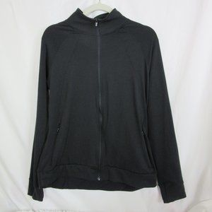 Jockey Black Jacket Full Zip Up Lightweight Athletic Sweatshirt Size Large